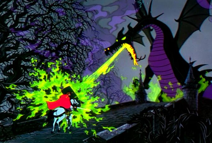 Maleficent breathes green fire